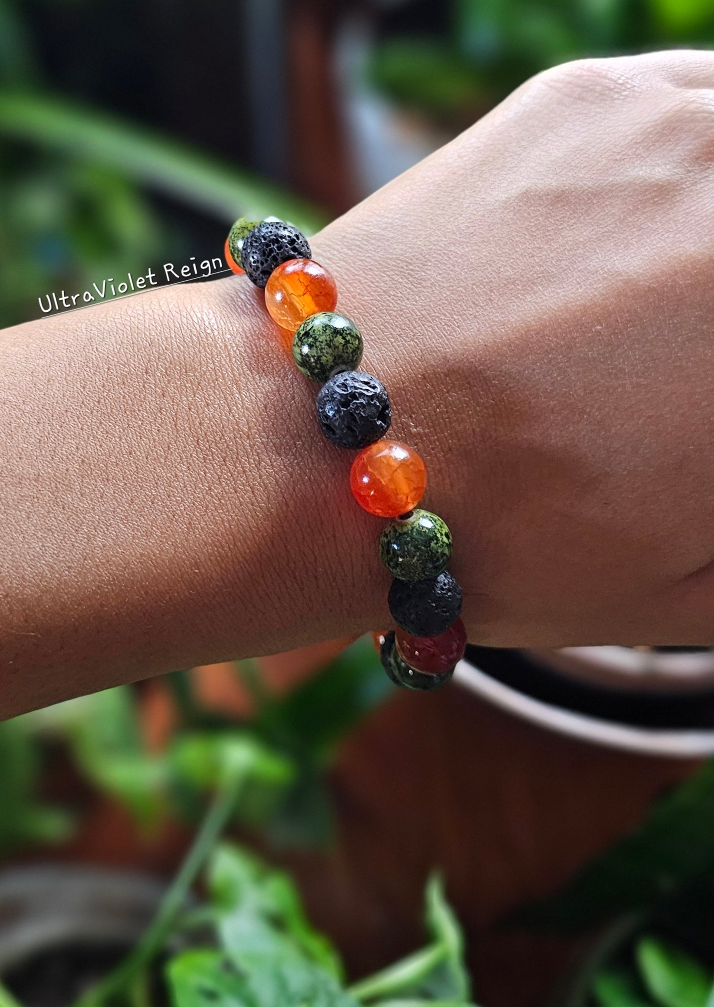 Orange Agate & Lava Energy Protection Bracelet