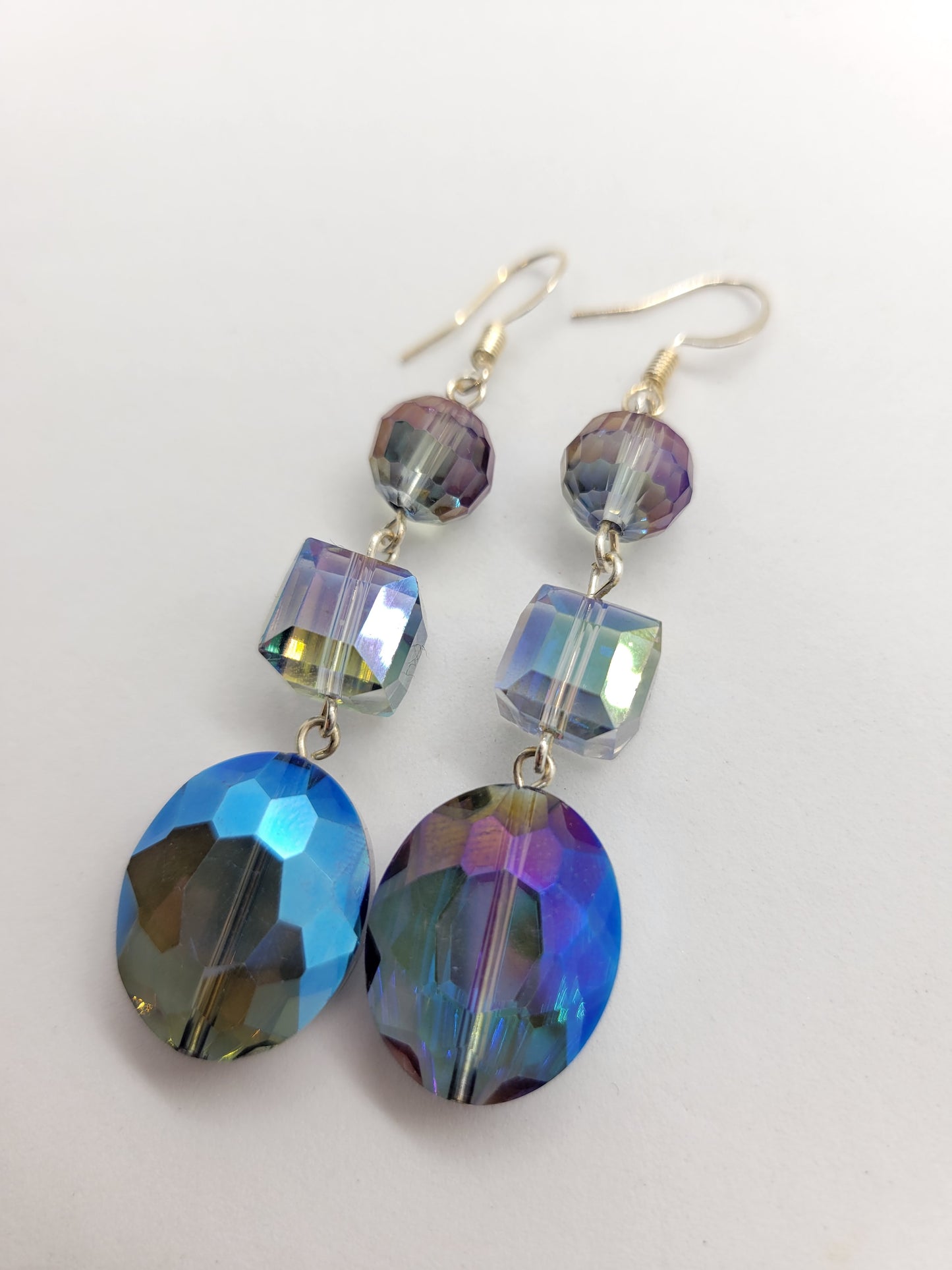 Blue Iridescent Chandelier Earrings