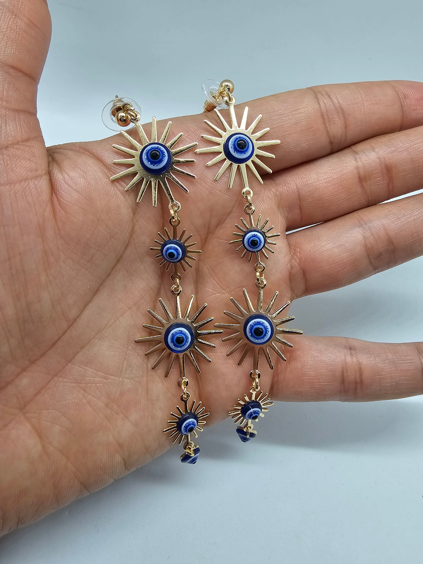 Golden Sun Evil Eye Earrings