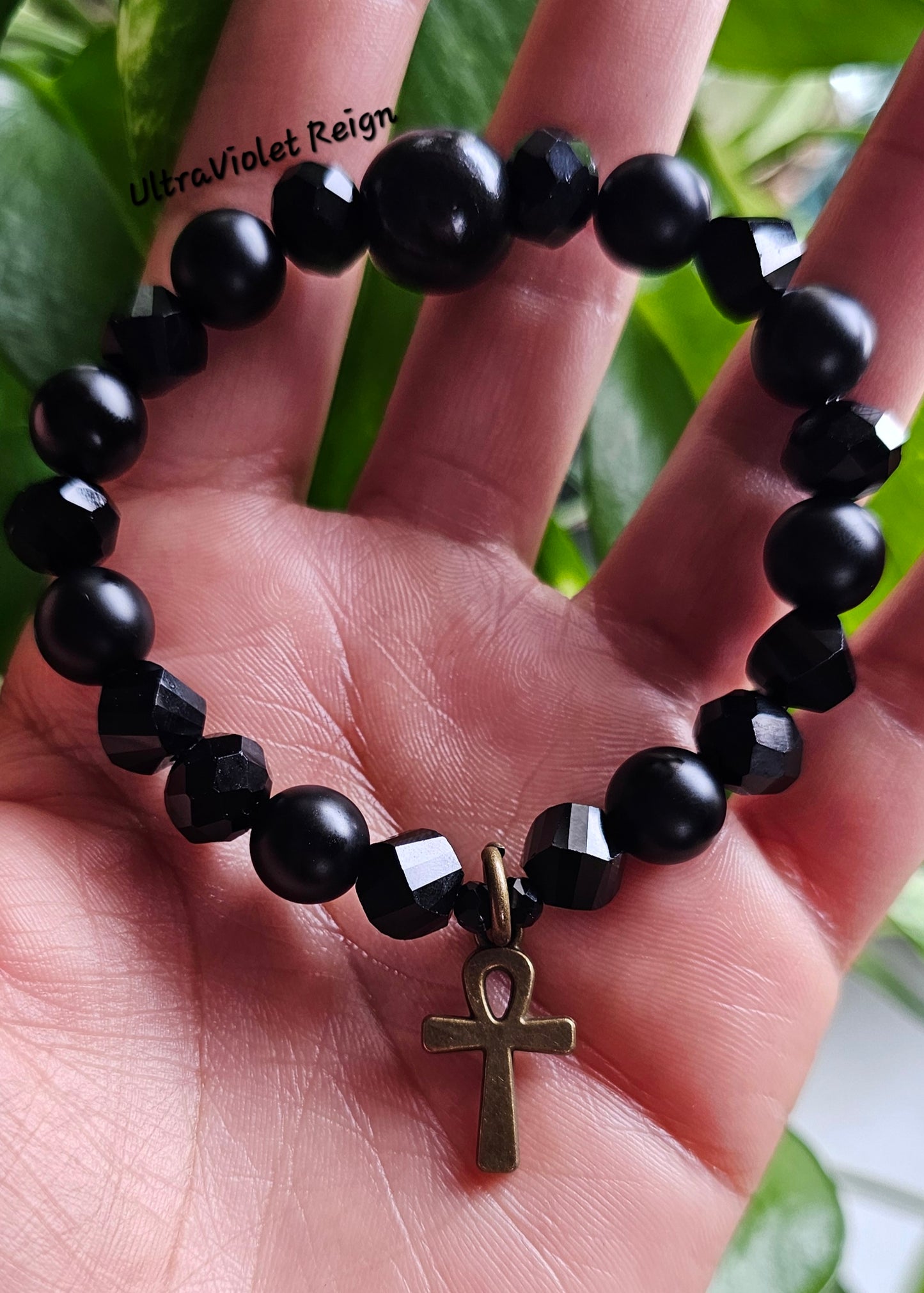 Key to Source Ankh & Black Onyx Bracelet