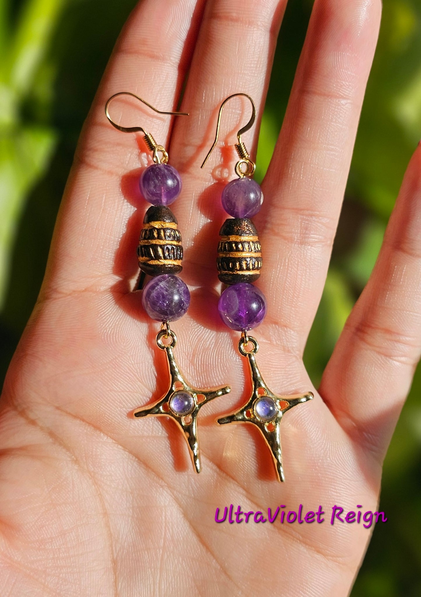 Amethyst Star Earrings & Bracelet