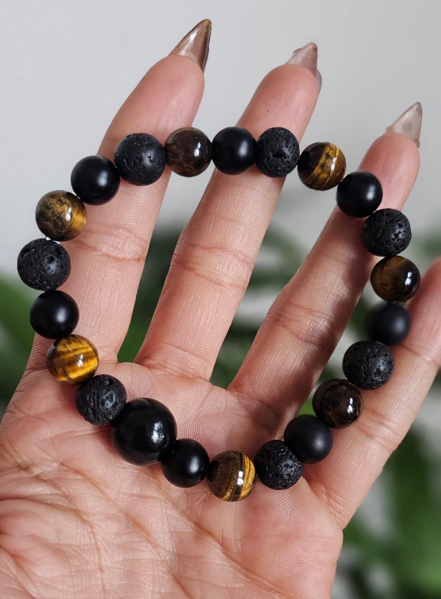 Tiger's Eye Lava Onyx Protection Bracelet