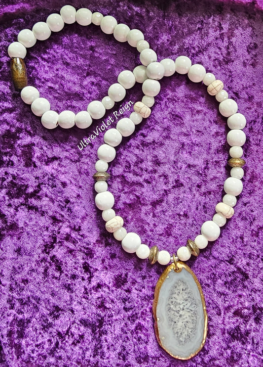 White Agate & Quartz Necklace