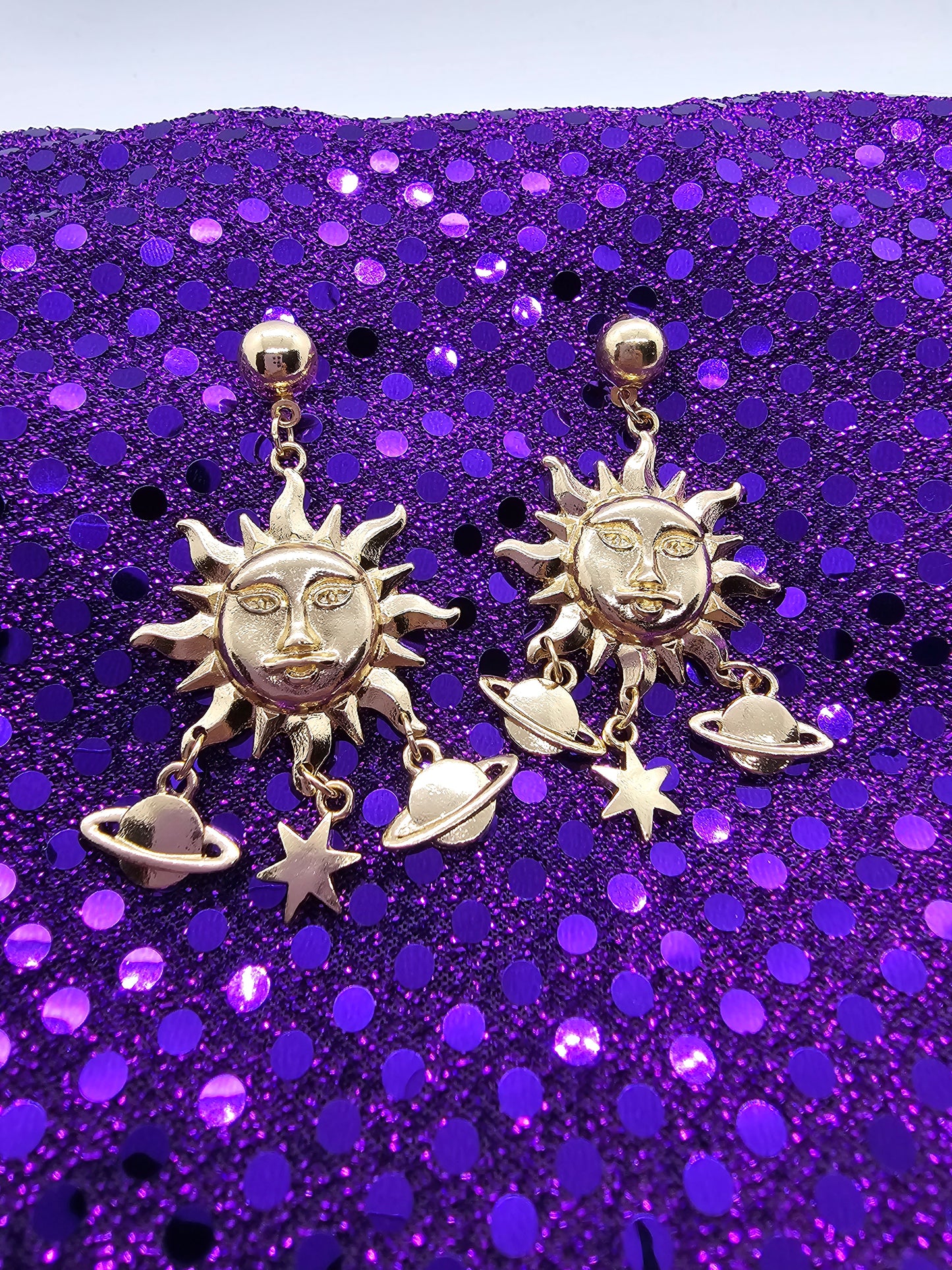 Sun And Saturn Star Earrings