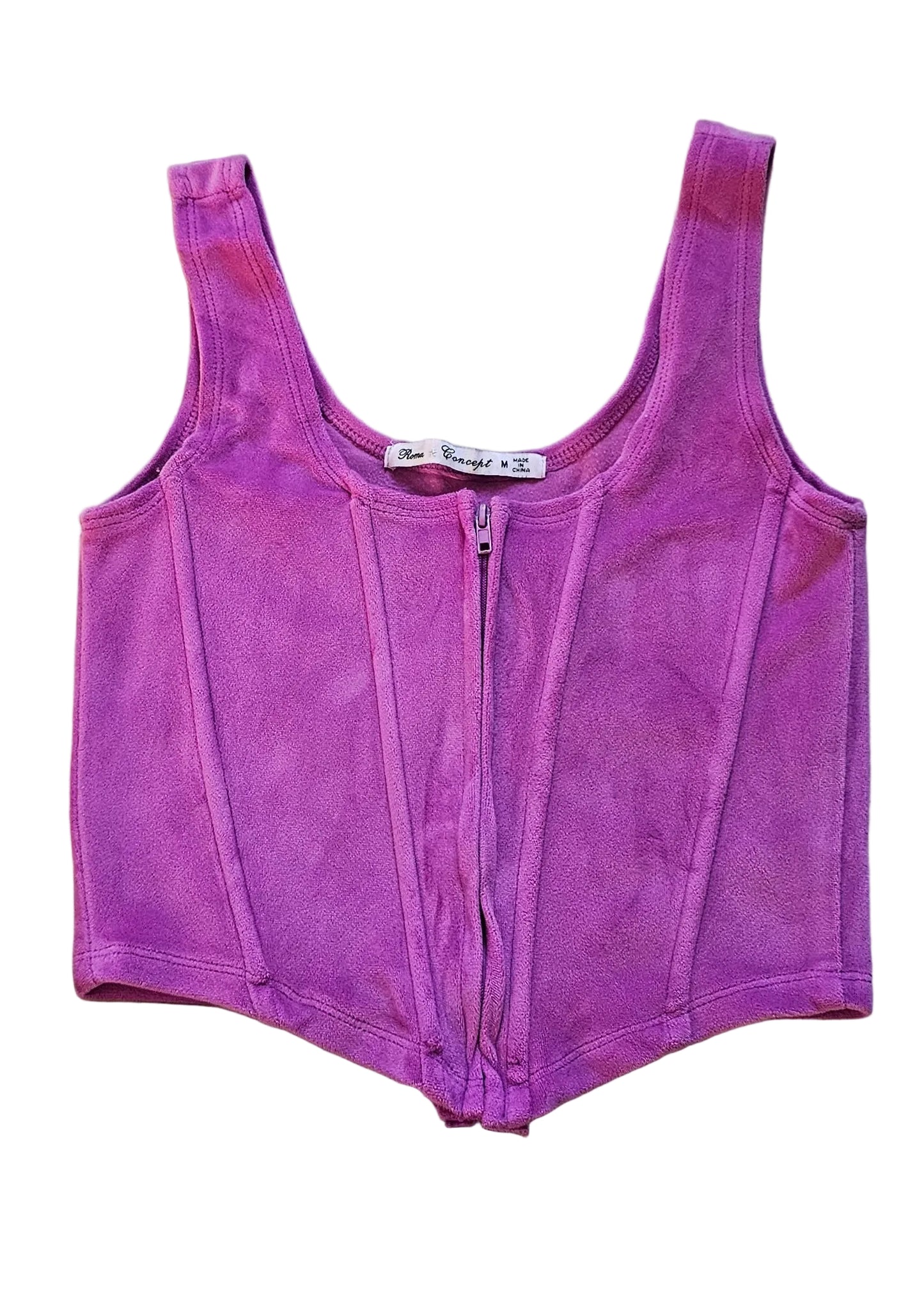 Purple Zipper Crop Women's Shirt MEDIUM