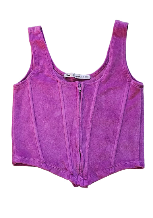 Purple Zipper Crop Women's Shirt MEDIUM