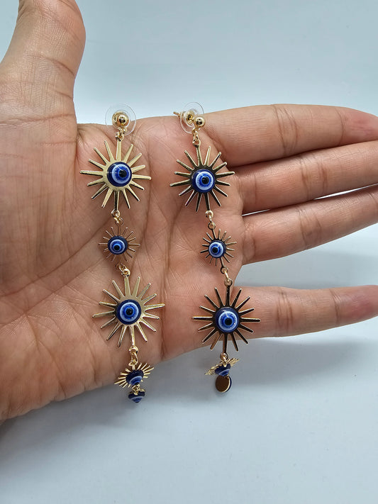 Golden Sun Evil Eye Earrings