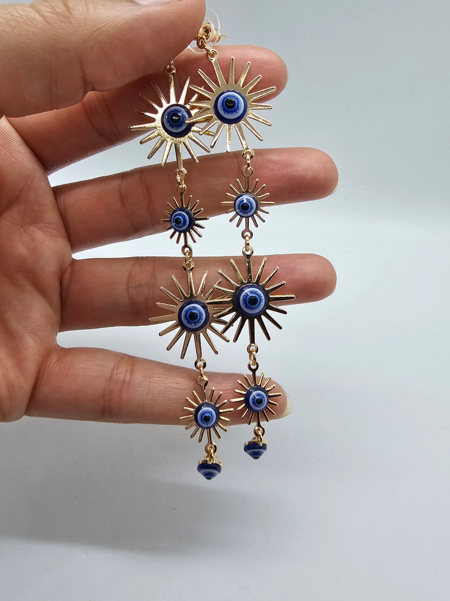 Golden Sun Evil Eye Earrings