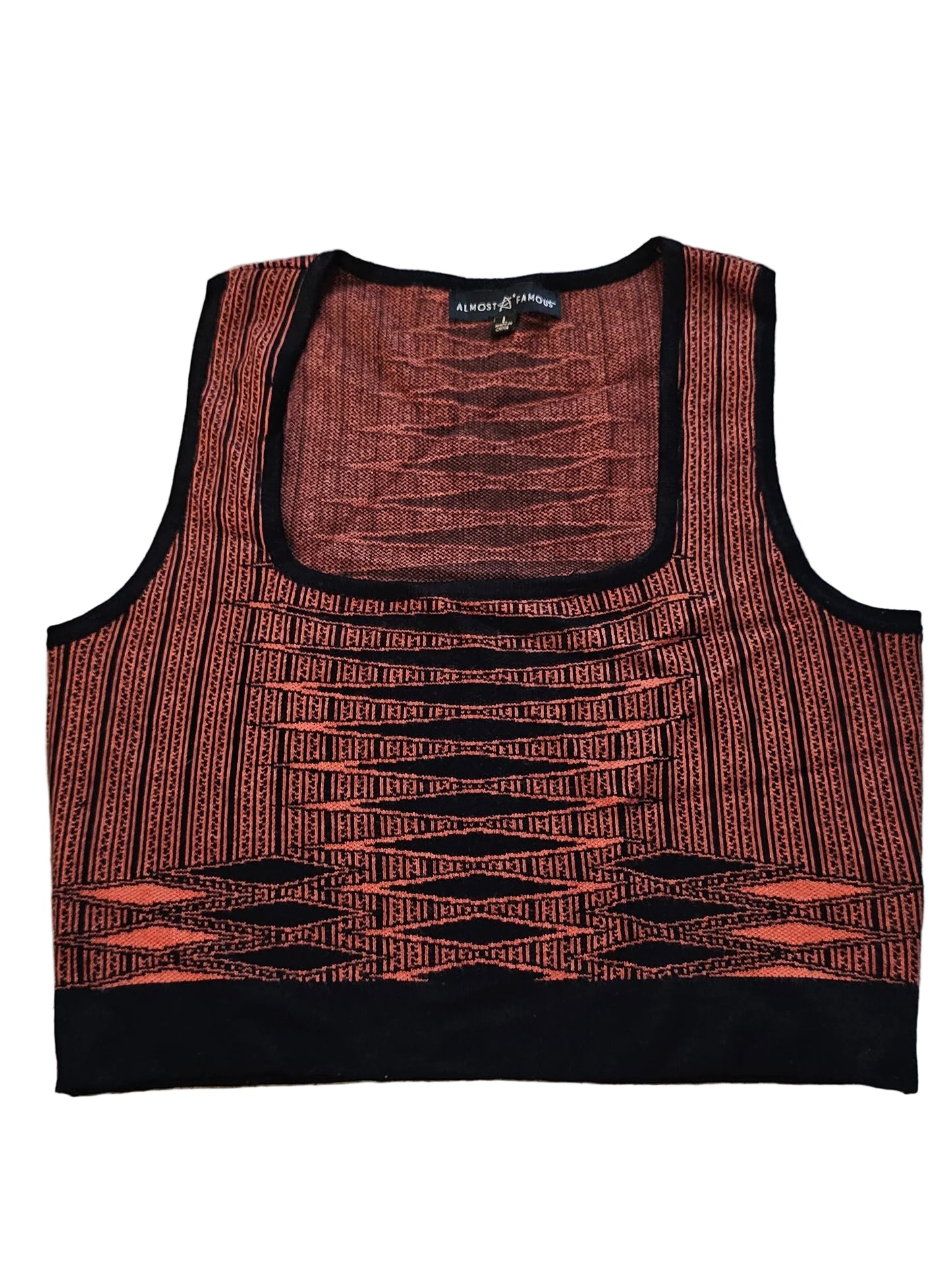 Geometric Knit Crop Top Shirt Women's LARGE
