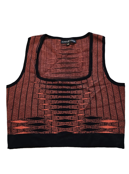 Geometric Knit Crop Top Shirt Women's LARGE