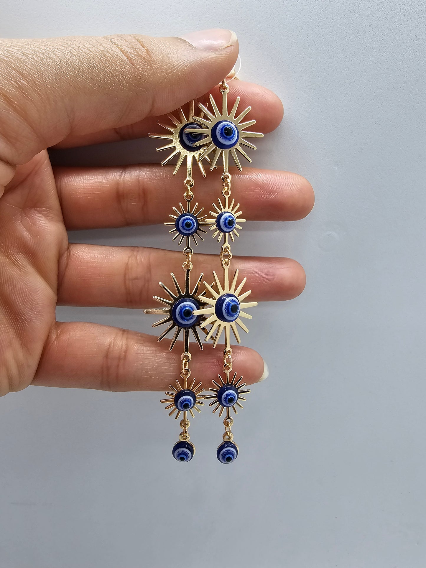 Golden Sun Evil Eye Earrings