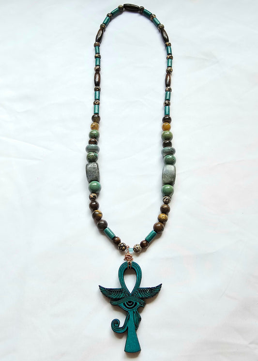 Inner Light Rising Tiger Eye Labradorite & Leopard Jasper Necklace