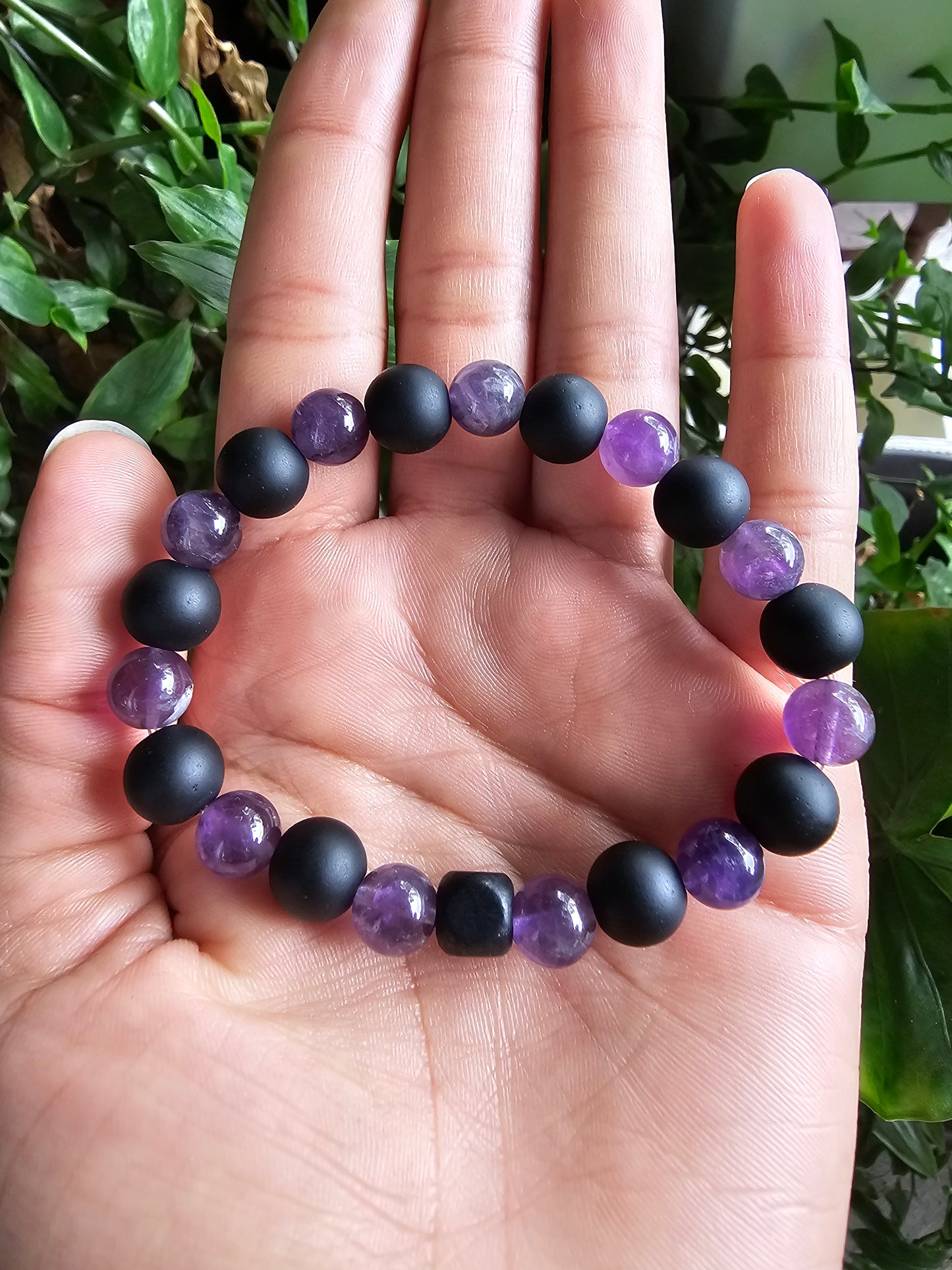 Amethyst & Onyx Bracelet