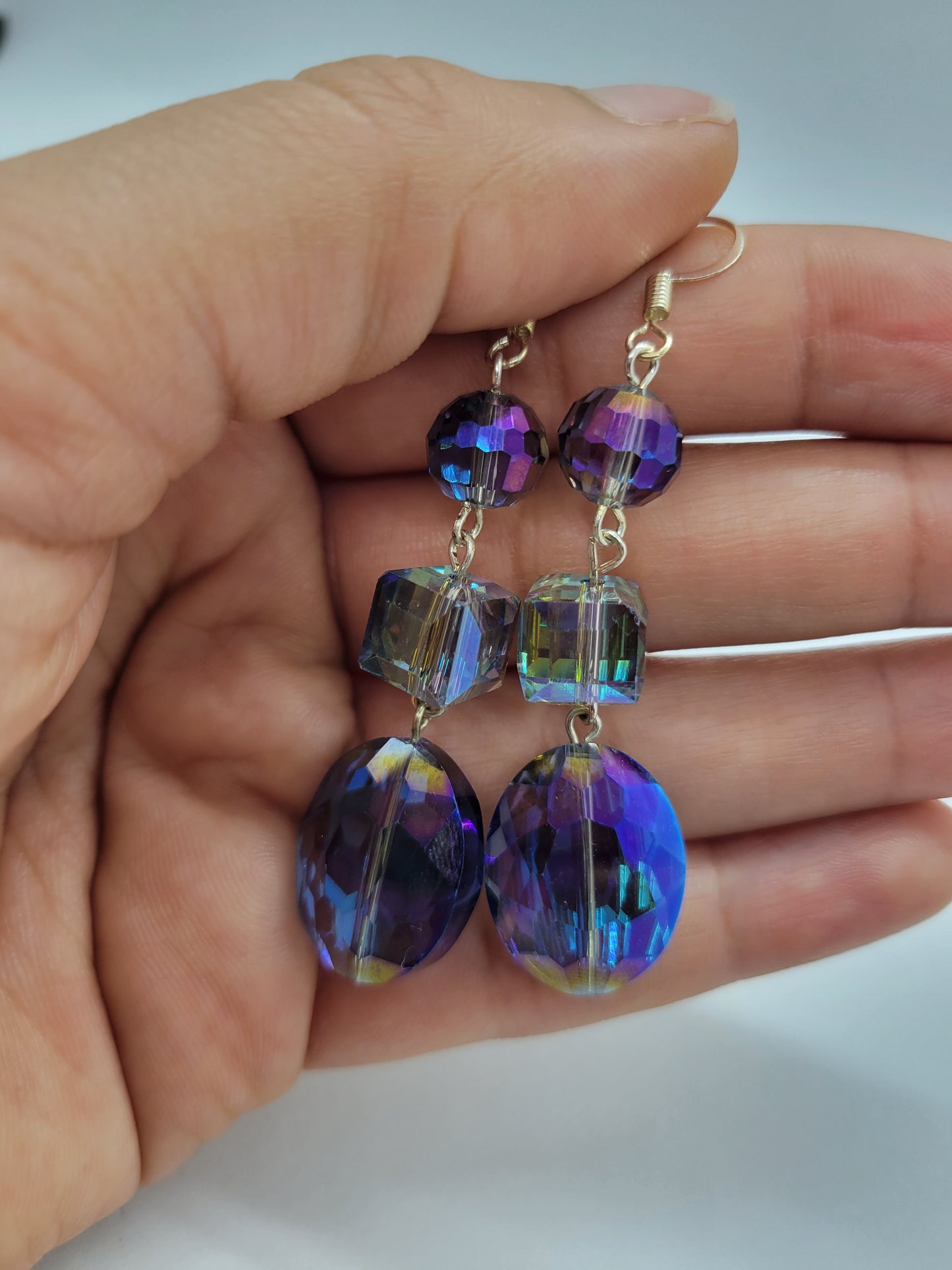 Blue Iridescent Chandelier Earrings