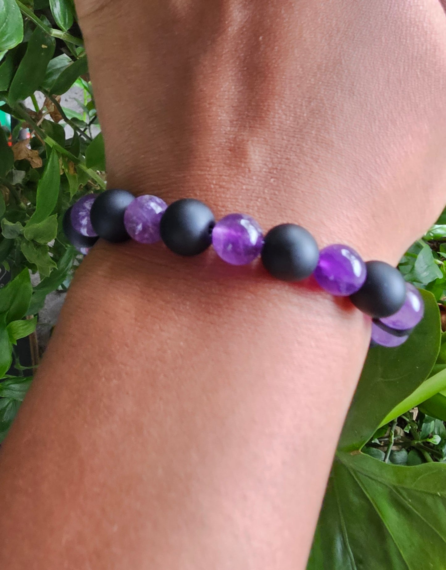 Amethyst & Onyx Bracelet