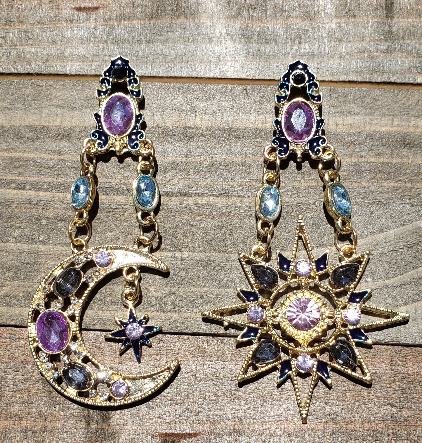 ☀️Cosmic Goddess Crescent Moon Star Earrings🌙