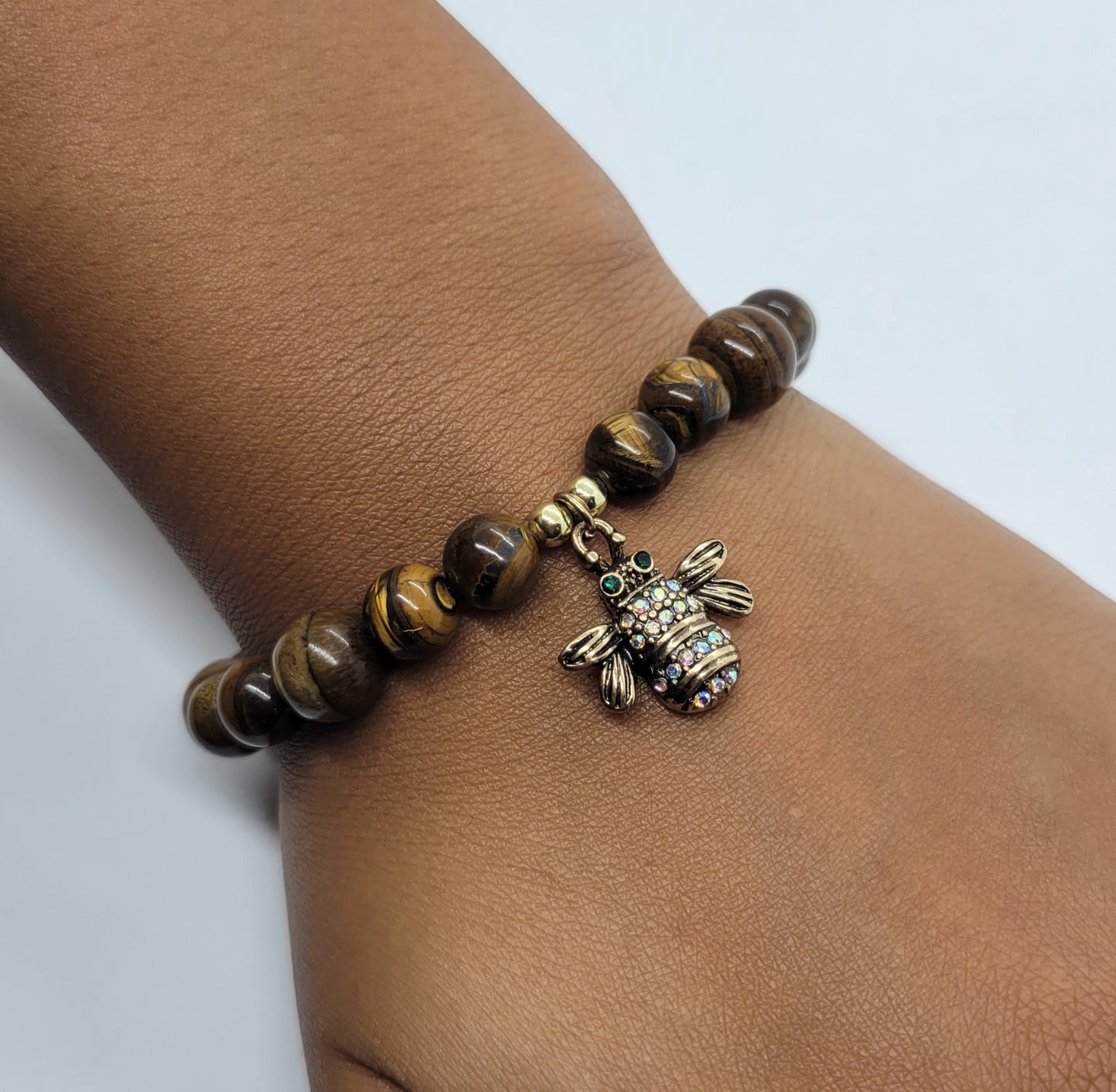 Honey Pot Tiger Eye Bumble Bee Bracelet