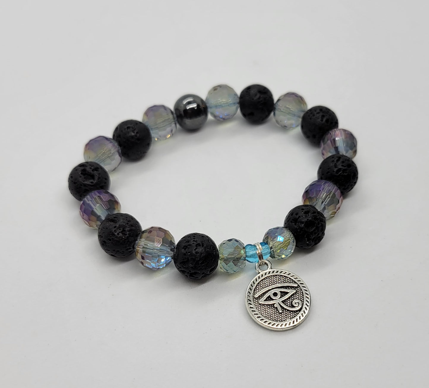 Iridescent Lava Eye of Heru Bracelet