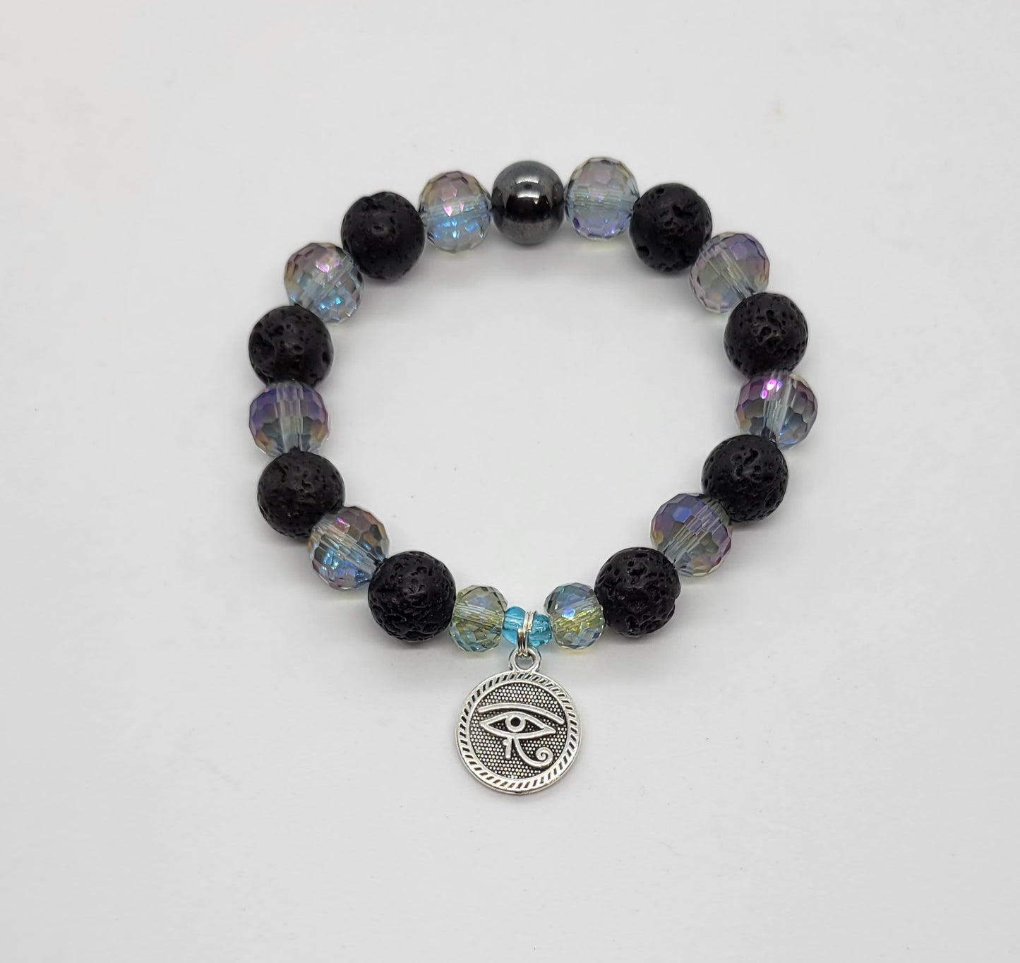 Iridescent Lava Eye of Heru Bracelet