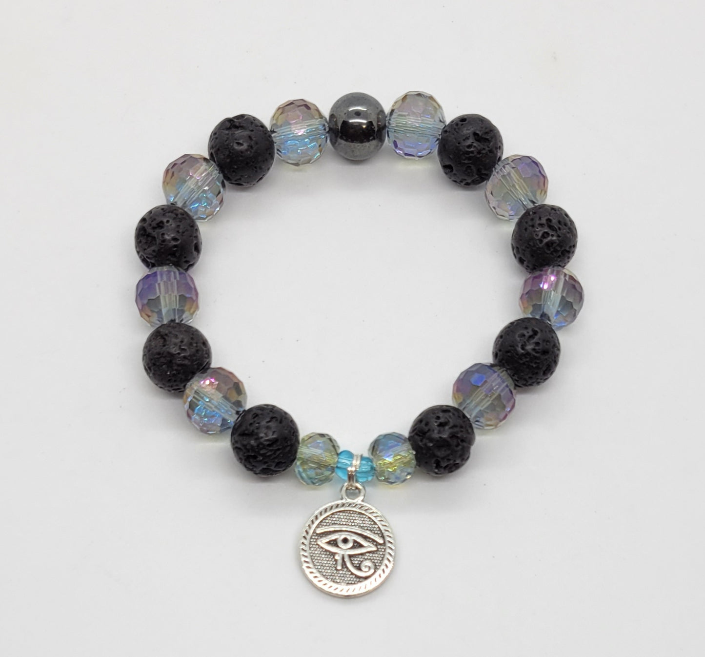 Iridescent Lava Eye of Heru Bracelet