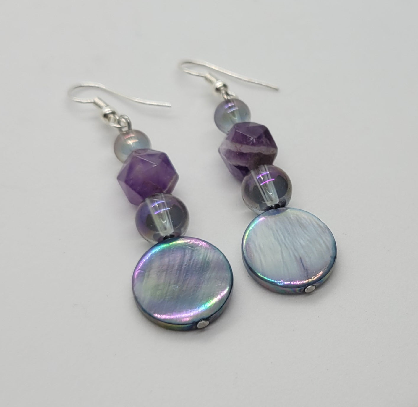 Seashell & Amethyst Earrings