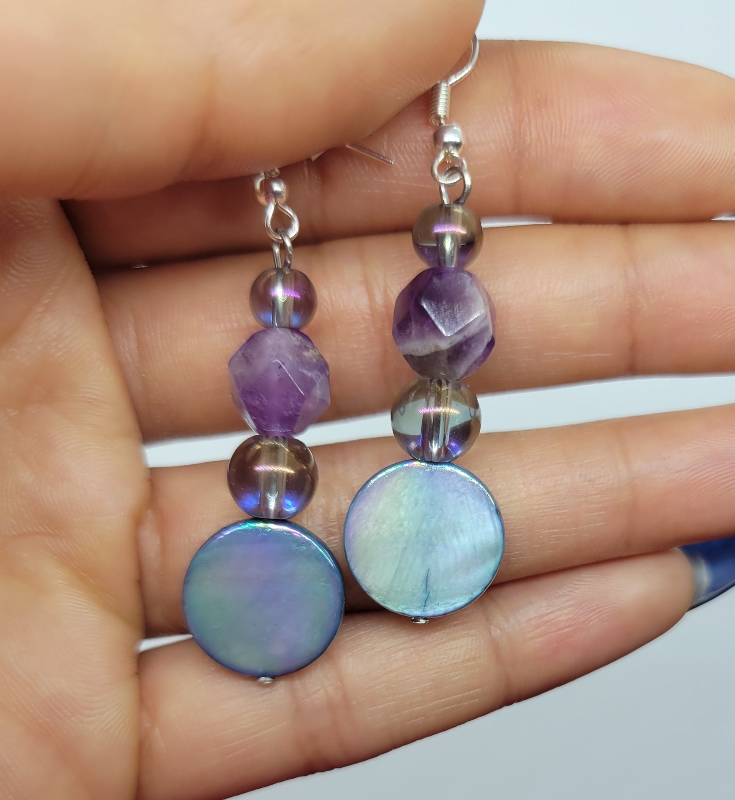 Seashell & Amethyst Earrings