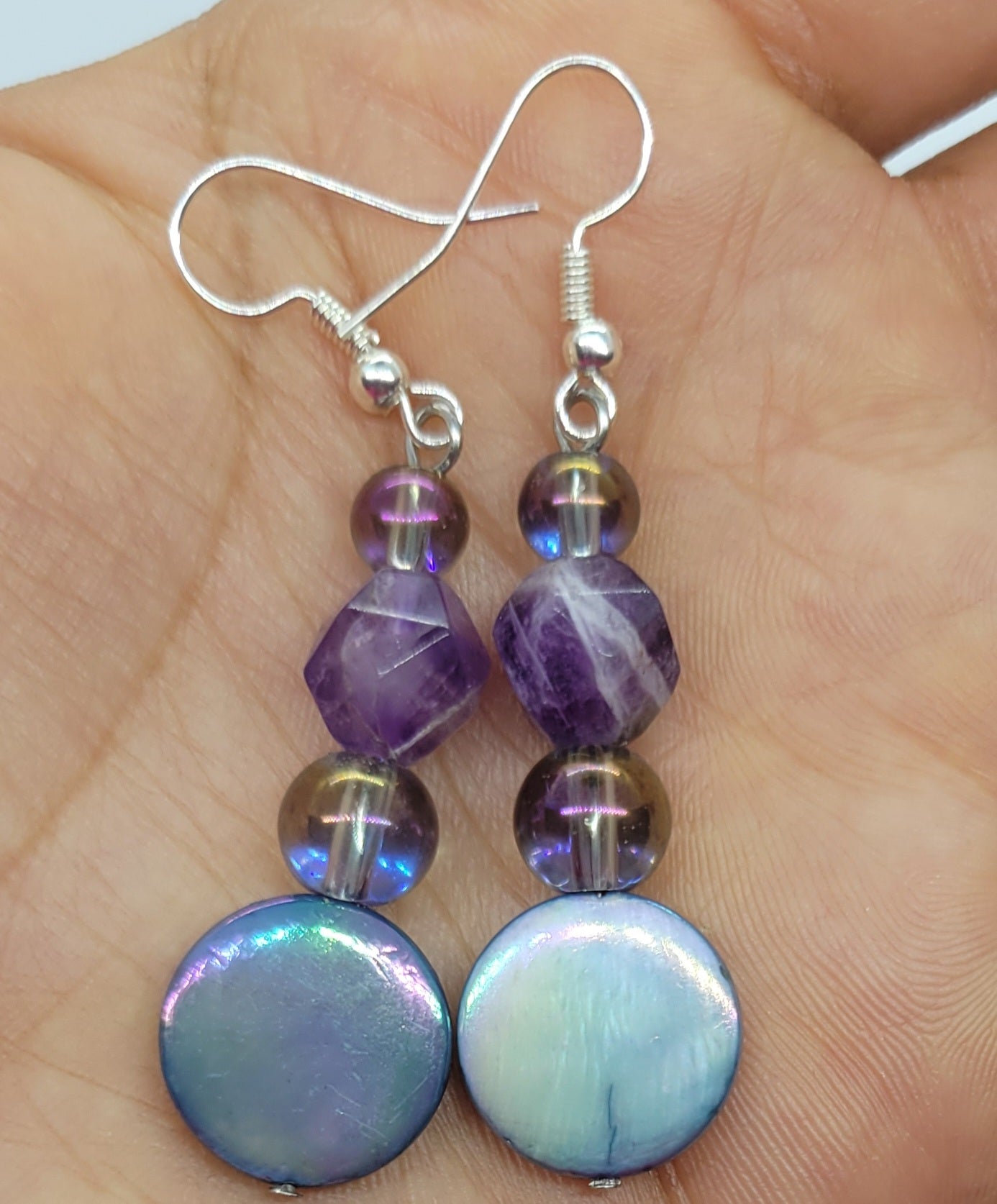 Seashell & Amethyst Earrings