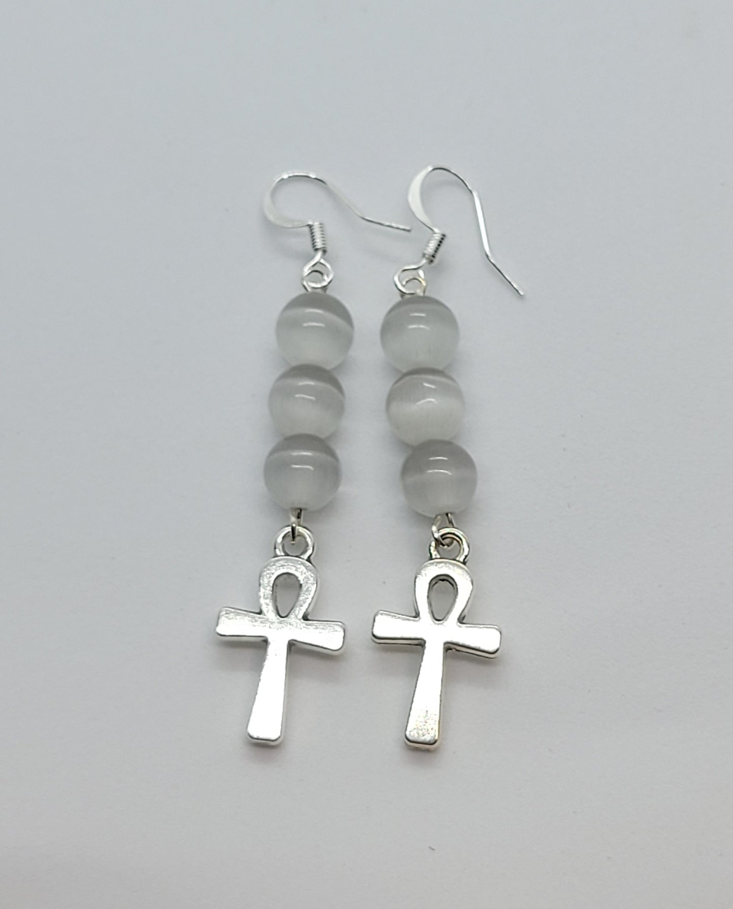 White Ankh Earrings