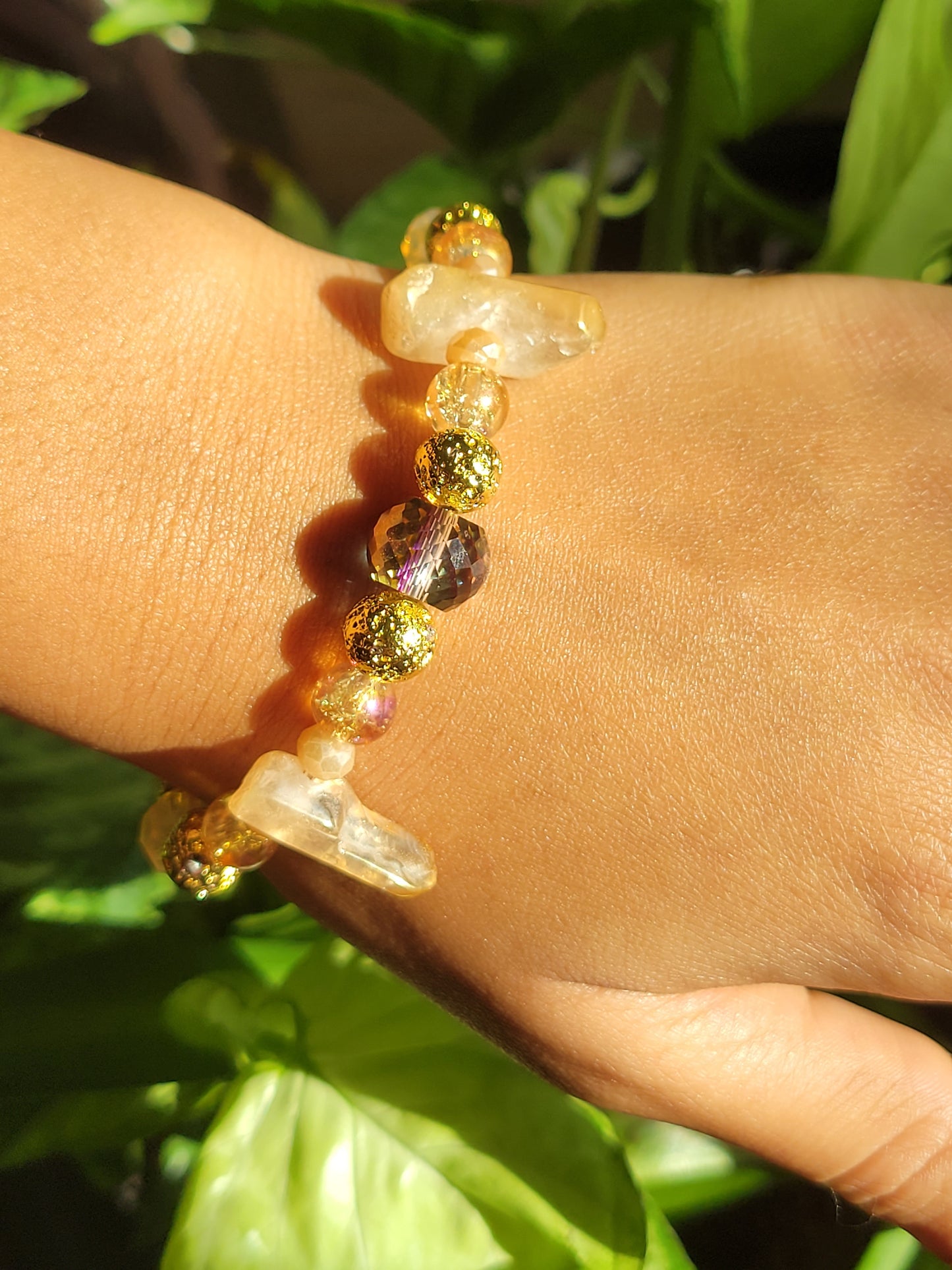 Brown Sugar Blissing Lava Quartz crystal point Bracelet