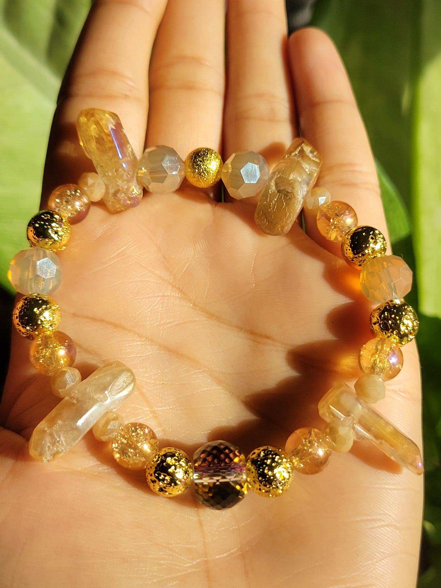 Brown Sugar Blissing Lava Quartz crystal point Bracelet