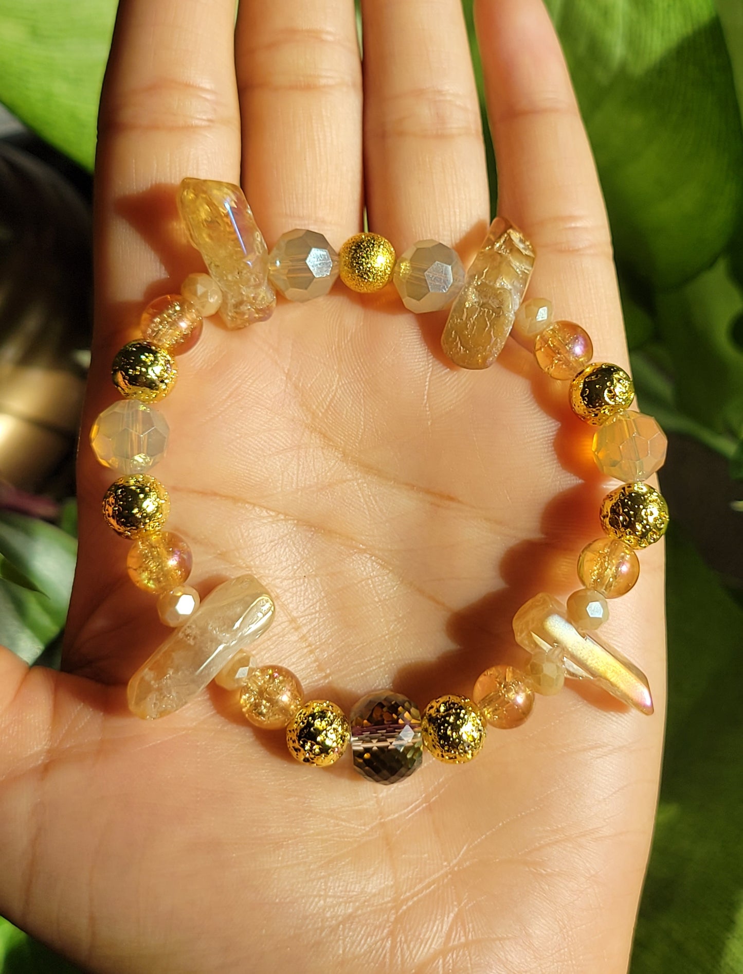 Brown Sugar Blissing Lava Quartz crystal point Bracelet