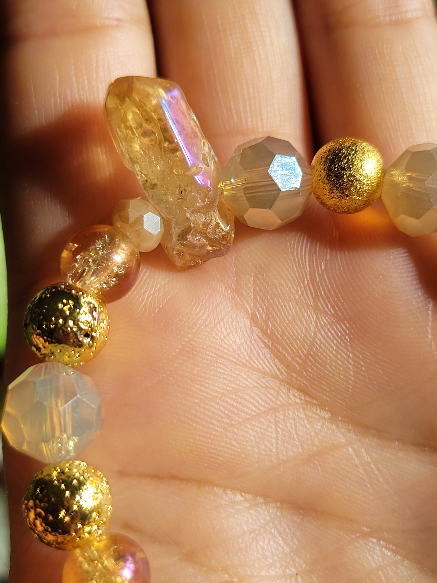 Brown Sugar Blissing Lava Quartz crystal point Bracelet