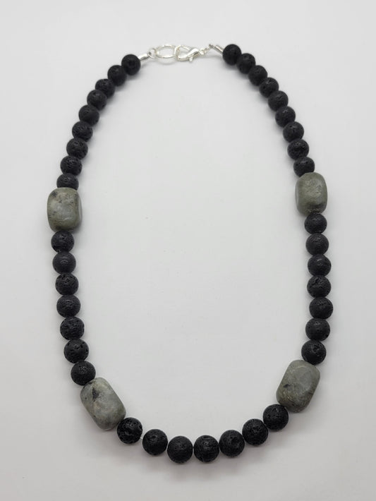 Lava & Labradorite Necklace