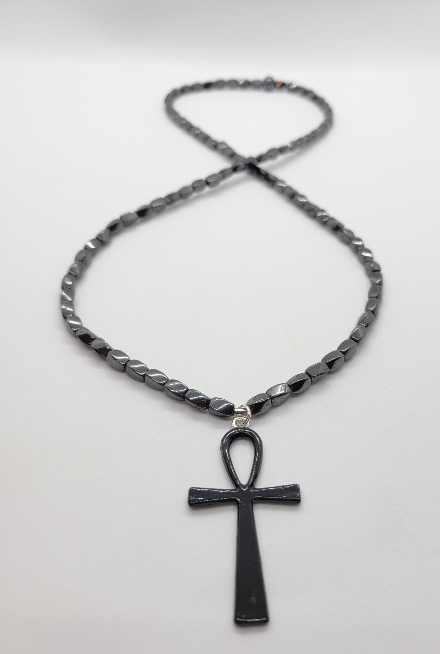 Magnetic Hematite Ankh Necklace