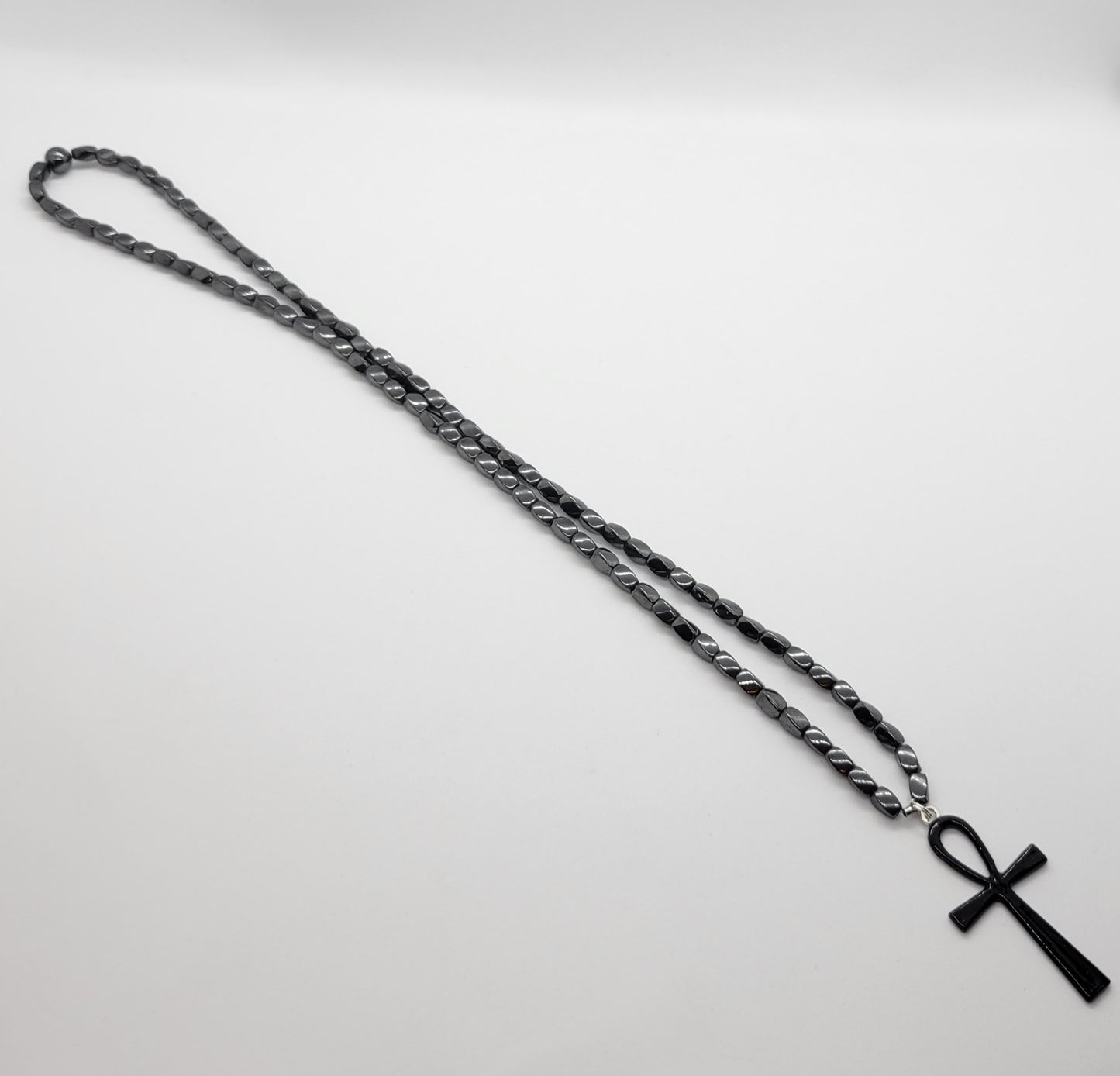 Magnetic Hematite Ankh Necklace