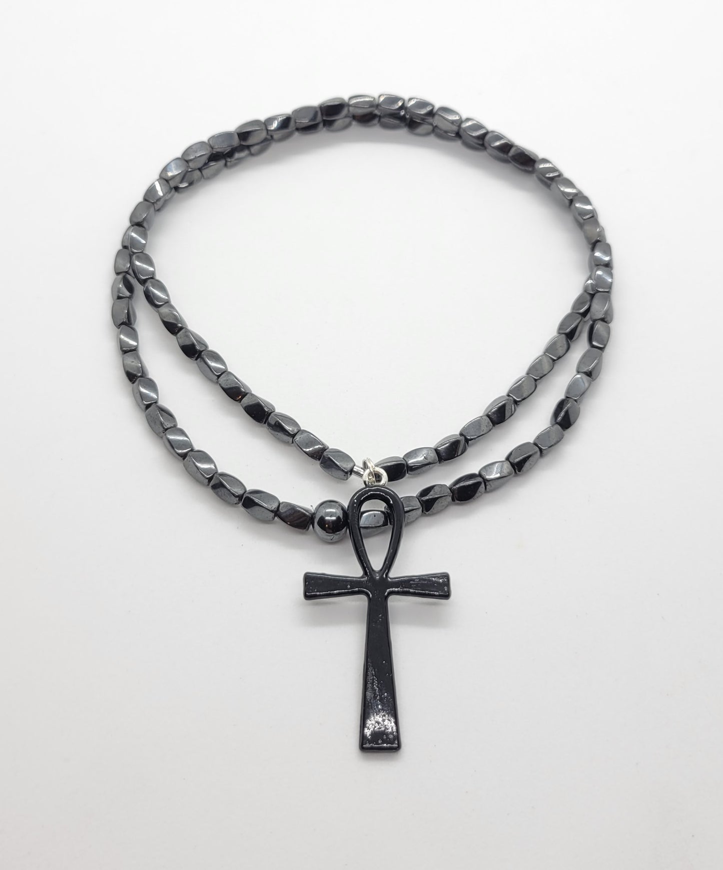 Magnetic Hematite Ankh Necklace